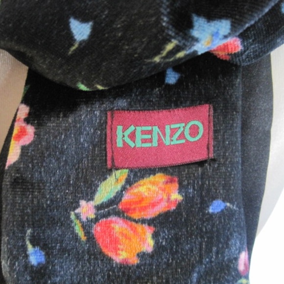 Vintage KENZO Floral Print Velvet Scarf - Picture 2 of 4